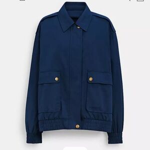COACH Snap Front Harrington Deep Blue Bomber Jacket-Like New